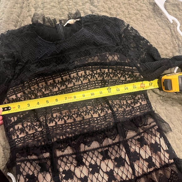 Anthropologie Forever That Girl Black Lace Long Sleeve Tiered Midi Dress M - Picture 8 of 12